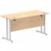 Impulse 1400 x 600mm Straight Office Desk Maple Top Silver Cantilever Leg MI002423