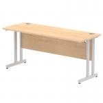 Impulse 1600 x 600mm Straight Office Desk Maple Top Silver Cantilever Leg MI002424