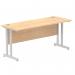 Impulse 1600 x 600mm Straight Office Desk Maple Top Silver Cantilever Leg MI002424