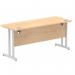 Impulse 1600 x 600mm Straight Office Desk Maple Top Silver Cantilever Leg MI002424