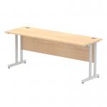 Impulse 1800 x 600mm Straight Office Desk Maple Top Silver Cantilever Leg MI002425