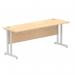 Impulse 1800 x 600mm Straight Office Desk Maple Top Silver Cantilever Leg MI002425