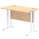 Impulse 1000 x 600mm Straight Office Desk Maple Top White Cantilever Leg MI002426