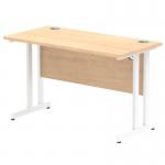 Impulse 1200 x 600mm Straight Office Desk Maple Top White Cantilever Leg MI002427