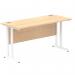 Impulse 1400 x 600mm Straight Office Desk Maple Top White Cantilever Leg MI002428