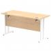 Impulse 1400 x 600mm Straight Office Desk Maple Top White Cantilever Leg MI002428