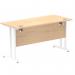 Impulse 1400 x 600mm Straight Office Desk Maple Top White Cantilever Leg MI002428