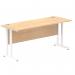 Impulse 1600 x 600mm Straight Office Desk Maple Top White Cantilever Leg MI002429