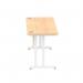 Impulse 1600 x 600mm Straight Office Desk Maple Top White Cantilever Leg MI002429