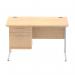 Impulse 1200 x 800mm Straight Office Desk Maple Top Silver Cantilever Leg Workstation 1 x 2 Drawer Fixed Pedestal MI002431