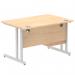 Impulse 1200 x 800mm Straight Office Desk Maple Top Silver Cantilever Leg Workstation 1 x 2 Drawer Fixed Pedestal MI002431