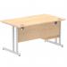 Impulse 1400 x 800mm Straight Office Desk Maple Top Silver Cantilever Leg Workstation 1 x 2 Drawer Fixed Pedestal MI002432