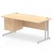 Impulse 1600 x 800mm Straight Office Desk Maple Top Silver Cantilever Leg Workstation 1 x 2 Drawer Fixed Pedestal MI002433