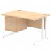 Impulse 1200 x 800mm Straight Office Desk Maple Top White Cantilever Leg Workstation 1 x 2 Drawer Fixed Pedestal MI002435