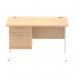 Impulse 1200 x 800mm Straight Office Desk Maple Top White Cantilever Leg Workstation 1 x 2 Drawer Fixed Pedestal MI002435