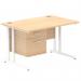 Impulse 1200 x 800mm Straight Office Desk Maple Top White Cantilever Leg Workstation 1 x 2 Drawer Fixed Pedestal MI002435