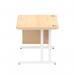 Impulse 1200 x 800mm Straight Office Desk Maple Top White Cantilever Leg Workstation 1 x 2 Drawer Fixed Pedestal MI002435