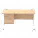 Impulse 1400 x 800mm Straight Office Desk Maple Top White Cantilever Leg Workstation 1 x 2 Drawer Fixed Pedestal MI002436