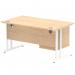 Impulse 1400 x 800mm Straight Office Desk Maple Top White Cantilever Leg Workstation 1 x 2 Drawer Fixed Pedestal MI002436