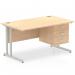 Impulse 1400 x 800mm Straight Office Desk Maple Top Silver Cantilever Leg Workstation 1 x 3 Drawer Fixed Pedestal MI002440