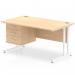 Impulse 1400 x 800mm Straight Office Desk Maple Top White Cantilever Leg Workstation 1 x 3 Drawer Fixed Pedestal MI002444