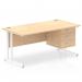 Impulse 1600 x 800mm Straight Office Desk Maple Top White Cantilever Leg Workstation 1 x 3 Drawer Fixed Pedestal MI002445