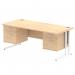 Impulse 1800 x 800mm Straight Office Desk Maple Top White Cantilever Leg Workstation 2 x 2 Drawer Fixed Pedestal MI002454