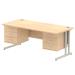 Impulse 1800 Rectangle Silver Cant Leg Desk MAPLE 2 x 3 Drawer Fixed Ped MI002458