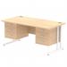 Impulse 1600 x 800mm Straight Office Desk Maple Top White Cantilever Leg Workstation 2 x 3 Drawer Fixed Pedestal MI002461