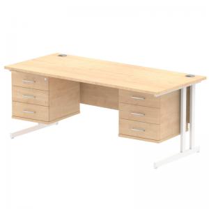Impulse 1800 x 800mm Straight Office Desk Maple Top White Cantilever