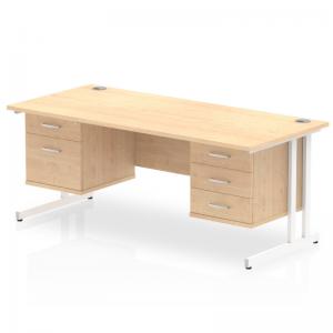 Impulse 1600 x 800mm Straight Office Desk Maple Top White Cantilever