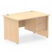 Impulse 1200 x 800mm Straight Office Desk Maple Top Panel End Leg Workstation 1 x 2 Drawer Fixed Pedestal MI002476