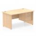 Impulse 1400 x 800mm Straight Office Desk Maple Top Panel End Leg Workstation 1 x 2 Drawer Fixed Pedestal MI002477