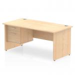 Impulse 1600 x 800mm Straight Office Desk Maple Top Panel End Leg Workstation 1 x 2 Drawer Fixed Pedestal MI002478