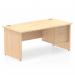 Impulse 1600 x 800mm Straight Office Desk Maple Top Panel End Leg Workstation 1 x 2 Drawer Fixed Pedestal MI002478