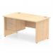 Impulse 1400 x 800mm Straight Office Desk Maple Top Panel End Leg Workstation 1 x 3 Drawer Fixed Pedestal MI002481