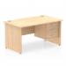 Impulse 1400 x 800mm Straight Office Desk Maple Top Panel End Leg Workstation 1 x 3 Drawer Fixed Pedestal MI002481