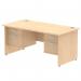 Impulse 1600 x 800mm Straight Office Desk Maple Top Panel End Leg Workstation 2 x 2 Drawer Fixed Pedestal MI002486