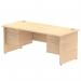 Impulse 1800 x 800mm Straight Office Desk Maple Top Panel End Leg Workstation 2 x 2 Drawer Fixed Pedestal MI002487