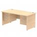 Impulse 1600 x 800mm Straight Office Desk Maple Top Panel End Leg Workstation 2 x 3 Drawer Fixed Pedestal MI002490