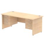 Impulse 1800 Rectangle Panel End Leg Desk MAPLE 2 x 3 Drawer Fixed Ped MI002491