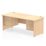 Impulse 1600 Rectangle Panel End Leg Desk MAPLE 1 x 2 Drawer 1 x 3 Drawer Fixed Ped MI002494