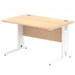 Impulse 1200 x 800mm Straight Office Desk Maple Top White Cable Managed Leg MI002497