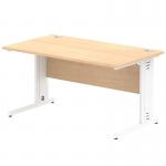 Impulse 1400 x 800mm Straight Office Desk Maple Top White Cable Managed Leg MI002498