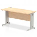 Impulse 1400 x 600mm Straight Office Desk Maple Top Silver Cable Managed Leg MI002503