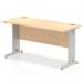 Impulse 1400 x 600mm Straight Office Desk Maple Top Silver Cable Managed Leg MI002503