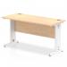 Impulse 1400 x 600mm Straight Office Desk Maple Top White Cable Managed Leg MI002508