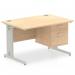 Impulse 1200 x 800mm Straight Office Desk Maple Top Silver Cable Managed Leg Workstation 1 x 2 Drawer Fixed Pedestal MI002511