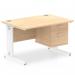 Impulse 1200 x 800mm Straight Office Desk Maple Top White Cable Managed Leg Workstation 1 x 2 Drawer Fixed Pedestal MI002515