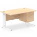 Impulse 1400 x 800mm Straight Office Desk Maple Top White Cable Managed Leg Workstation 1 x 2 Drawer Fixed Pedestal MI002516